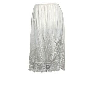 VTG White Lace Half Slip Skirt Medium Side Slit Bridal Coquette Angel Balletcore